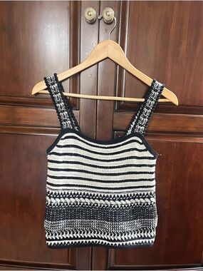 LOFT Black & White Striped Knit Tank